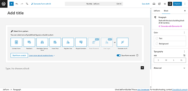 the formbuilder default form
