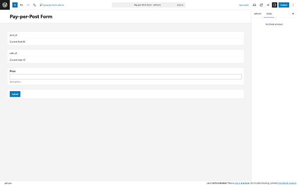 form fields set up