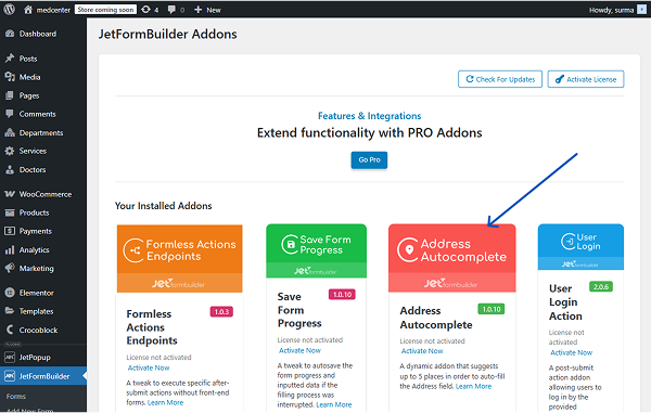 jetformbuilder addons tab