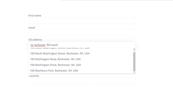 us address autocomplete field on the front