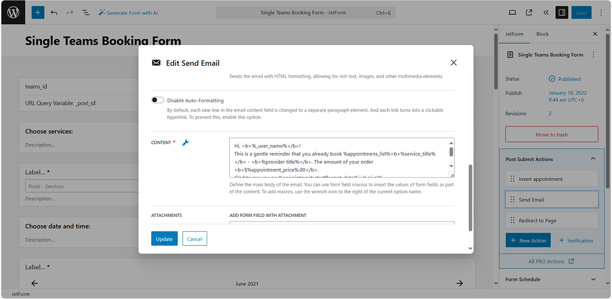 How to Send an Email with Appointment Details 一 JetFormBuilder | Crocoblock