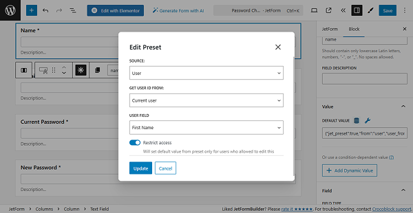 default value set up