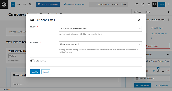 edit send email action