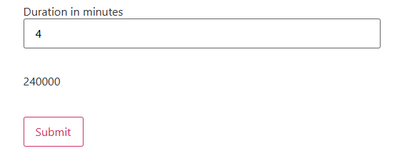 form with duration input and result in milliseconds