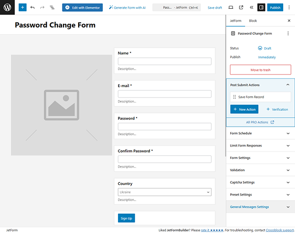 register form pattern added