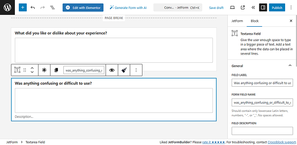 textarea fields added