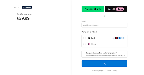 two payment methods are available on the front