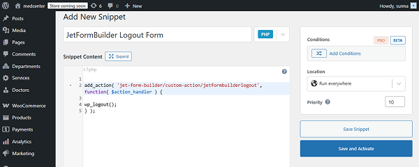 code added to the site