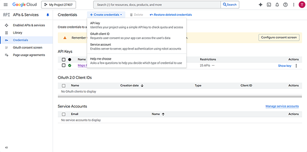 creating a new API key