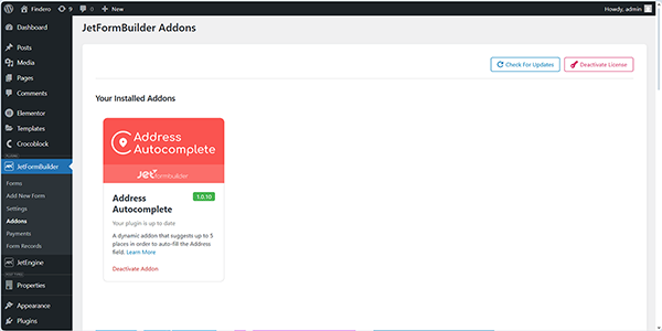 installing and activating the address autocomplete add-on