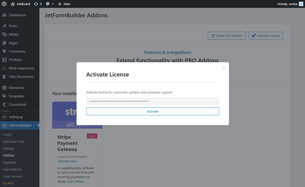 license key inserted