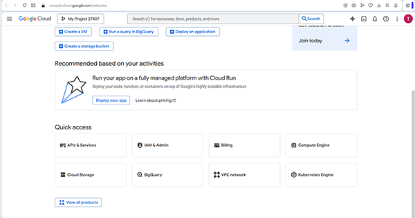 the Google Cloud Console 