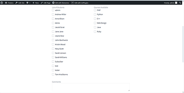 the user’s list added via the query