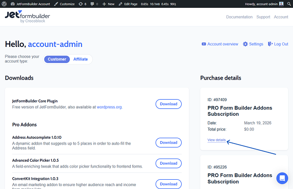 view subscription details