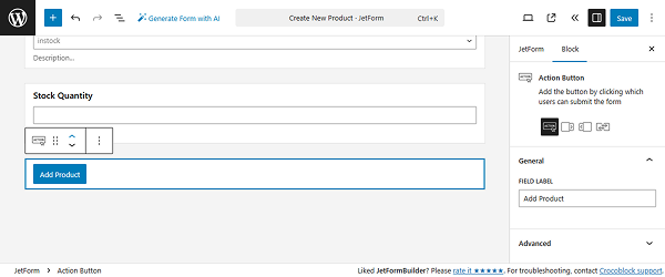 action button text changed