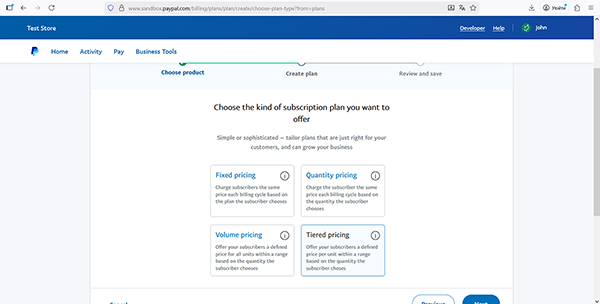 choosing the kind of subscription plan
