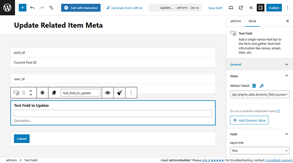 default value for text form field