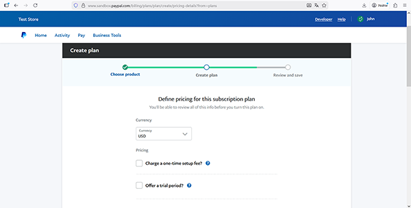 defining pricing for the subscription page