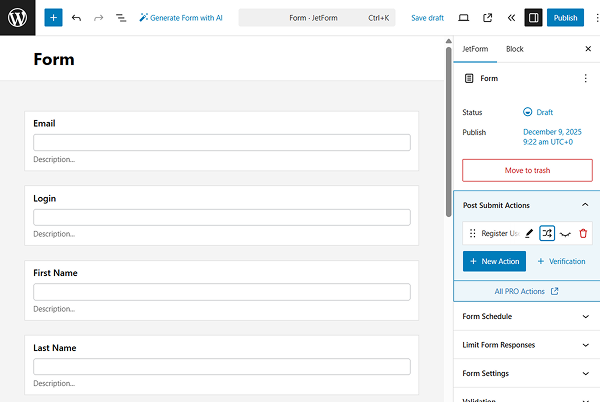 events and conditions button