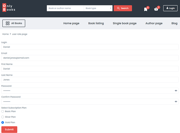 form with call hook action on the front end