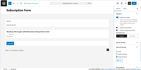 the gateway settings
