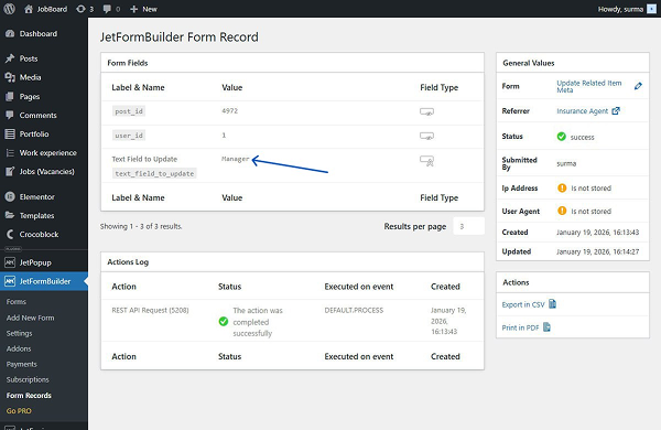 related item meta updated form record