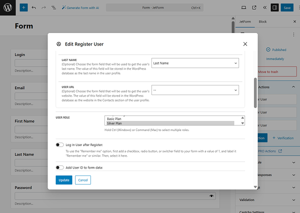 silver plan selected in the register user pop-up
