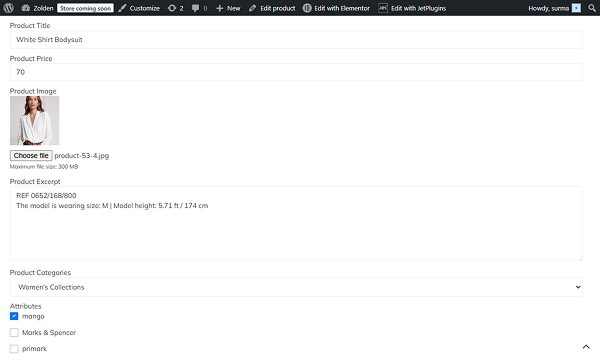 update form on the front