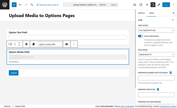 form media field settings