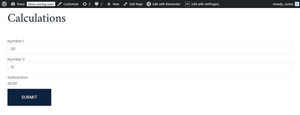 subtraction formula works on the front