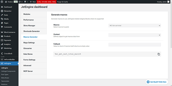 the macros generator tab
