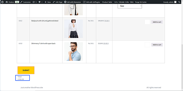 the total price shown via the calculated field