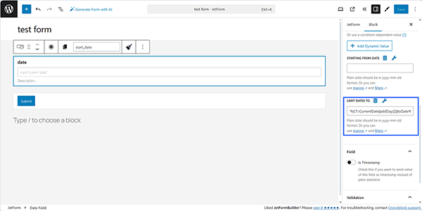 limiting the date field to select a date after some days
