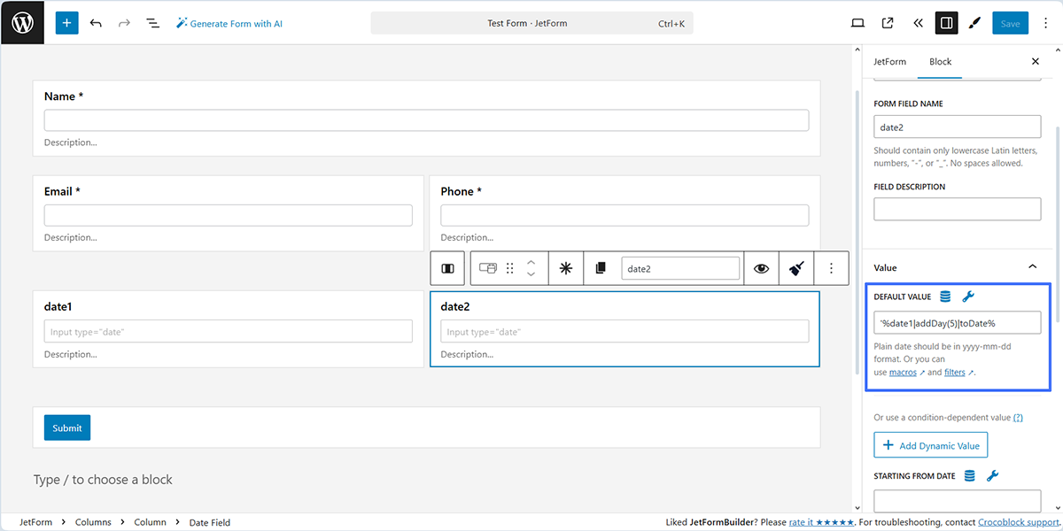 How to Use Macros in Date, Time, and Datetime Fields — JetFormBuilder ...