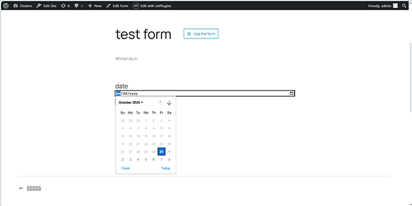 the date field starts from the current date
