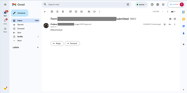 the email received