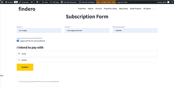 the jetformbuilder payment methods block on the form