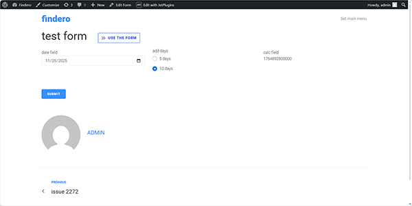 the macro to add the selected number of days on the front end