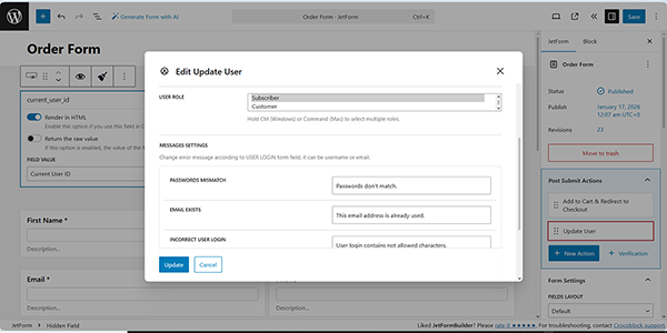setting the user role