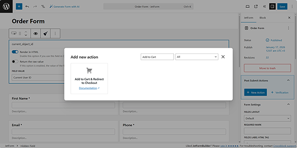 the add to cart and redirect checkout button