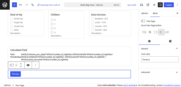 prev page button added