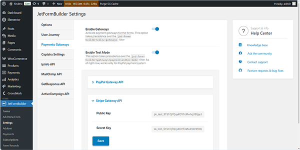 jetformbuilder paypal gateway settings