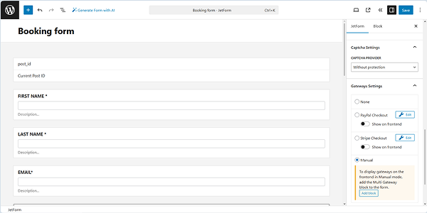 the manual option set in the gateway settings