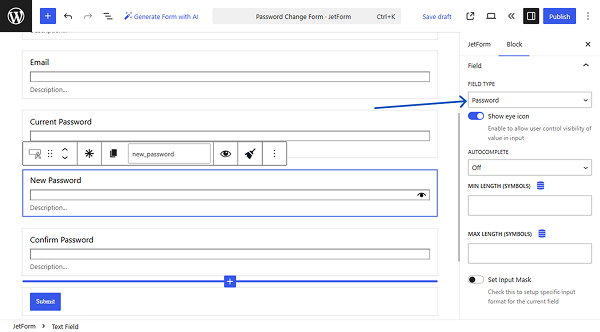 password field type is set
