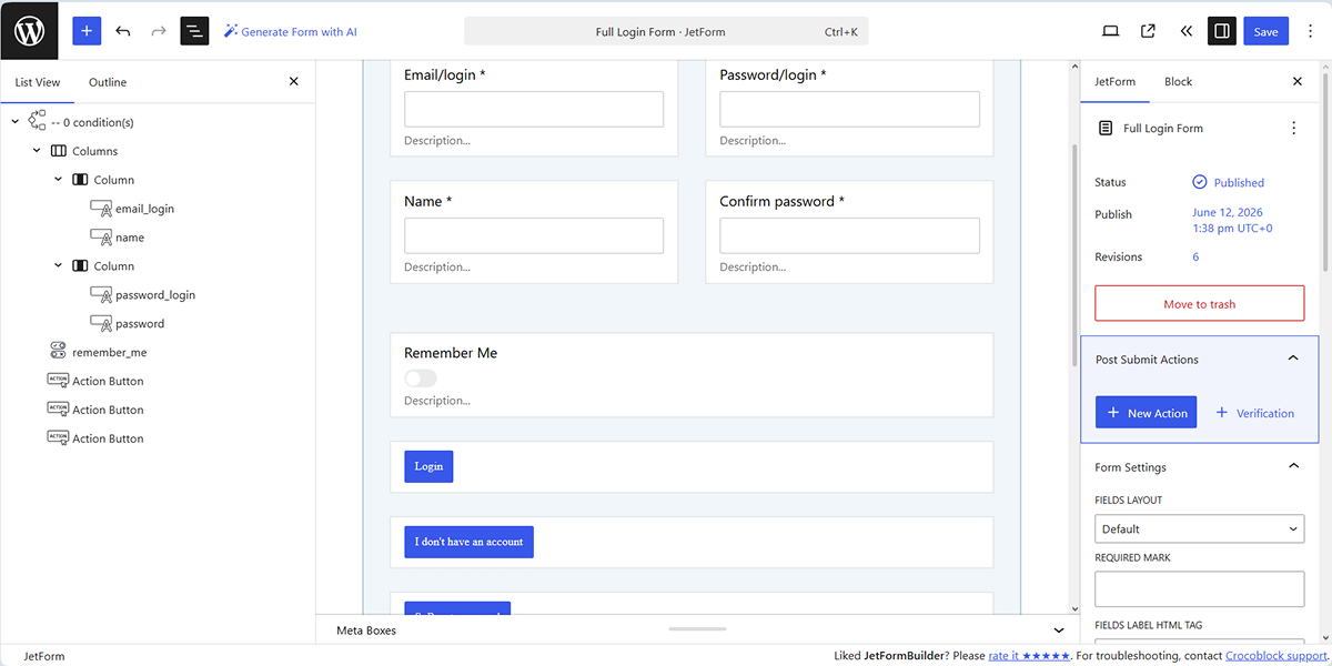 How to Build a WordPress Login Form 一 JetFormBuilder | Crocoblock