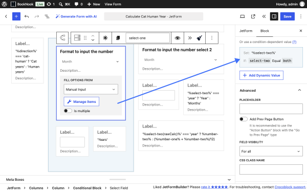 select field add dynamic value