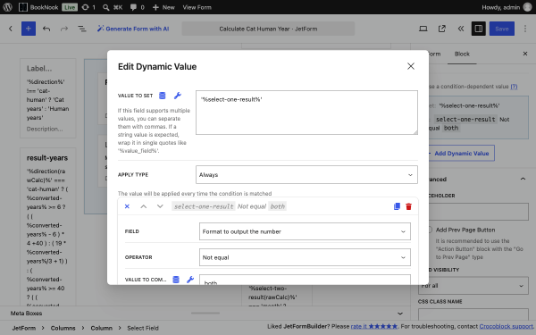 select field select-two-result dynamic value popup